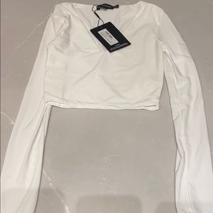 White cropped blouse